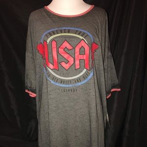 NWT Lularoe Irma AC/DC USA Design M RUNS Large